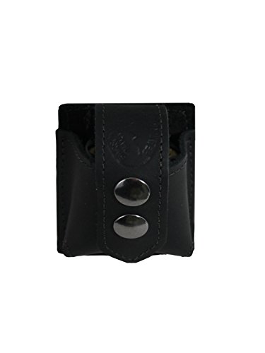 New Barsony Black Leather Belt Clip Revolver Single Speed Loader Pouch for .22 .38 .357