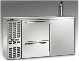 Perlick Dual-Zone Back Bar Refrigerated Beer and Wine Storage Cabinet, with Drawers, RR Thermostat, and Condensing Unit (Left Condensing Unit, Stainless Steel)