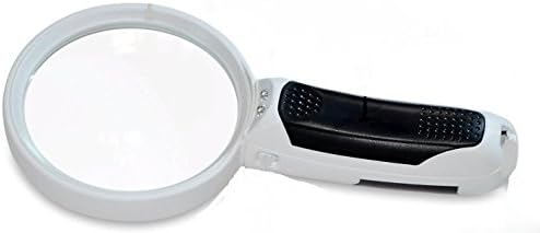 Magnifying Glass with Light for Reading, Low Vision. Handheld Page Magnifier with 10x, 5x Magnification Power for Hobbies, Jewelry Repairs, Senior Reading. Distortion-free. Enhance Your Vision Now!