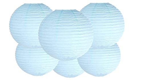 Matissa 10"(25CM) Pack of 6 Paper Lantern Wedding Party Decoration Craft Lamp Shade (Light Blue)