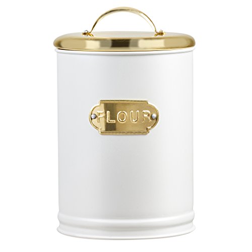 Amici Home, A5IP001R, Madison Collection Coffee Metal Storage Canister, Relief Label, Push Top Lid, Food Safe, Medium, 32 Ounces