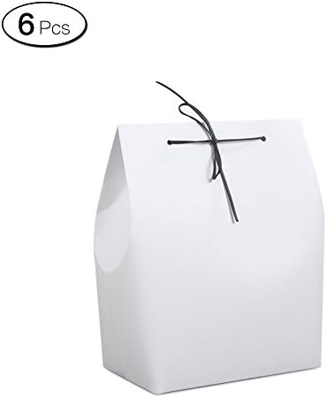 Jia Hu 6Pcs Retro Shopping Paper Gift Bags with Rope Thick Underwear Stocking Box Bag Cloth White