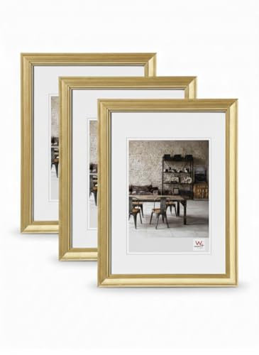 walther design - Lounge JA030G3 Picture Frames, Gold, 20 x 30 cm, Pack of 3 Photo Frames