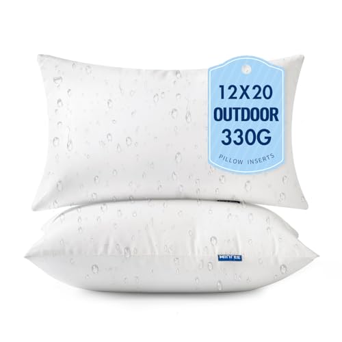 MIULEE 12x20 Outdoor Pillows,Set of 2 Throw Pillows Waterproof,Soft Support Throw Inserts Decorative Water Resistant for Patio Furniture and Garden