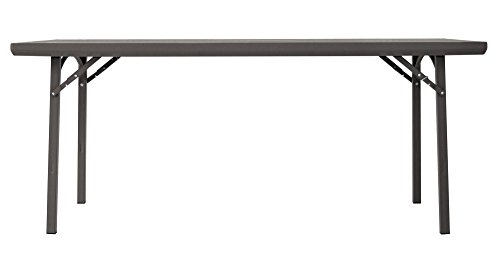 ZOWN Commercial 72” (6 ft.) 300 lb. Use Rate Rectangular Heavy Duty Blow Mold Banquet Folding Table with End of Table Seating, Brown - Thumbnail 2