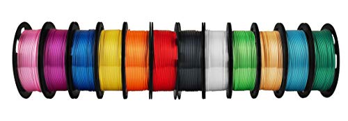 Mika3D 12 in 1 Bright Shine 3D Printer Silk PLA Filament Bundle, Most Popular Colors Pack, 1.75mm 500g per Spool, 12 Spools Pack, Total 6kgs Material with One Bottle of 3D Printer Stick Gift