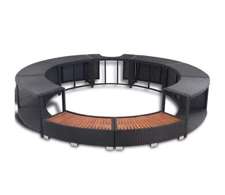 Cikonielf Spa Surround Schwarz Poly Rattan, Rahmen für Whirlpool, winddicht und regenfest, PE-Rattan… – Bild 6