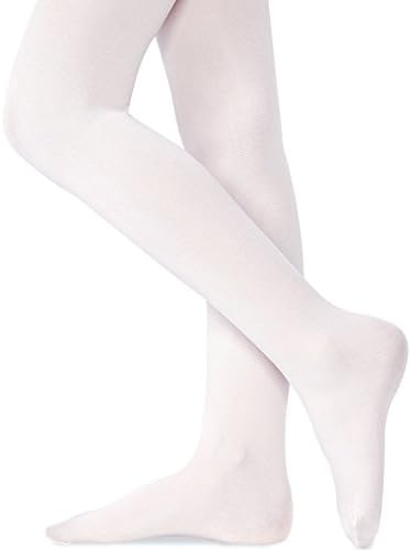 Girls' Ballet Latin Dance Footed Tights Ultra-soft Smooth Skin Hold and Stretch(White,M)