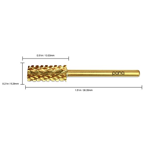 Pana 3/32" Safety Nail Carbide Bit - Gold Small Barrel Head (Grit: 4 Extra Coarse - 4XC) for Electric Dremel Drill Machine