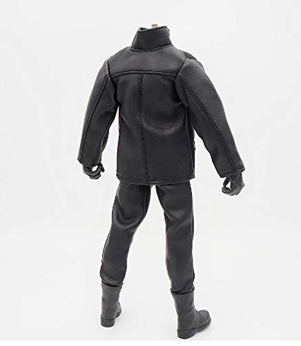Studio one 1/6 Scale Clothes Black Leather Set Coat for 12" Male Military Action Figure Body &Cloth for Ken Doll