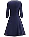 OUGES Women's 3/4 Sleeve Casual Flare Dress(Navy,L)
