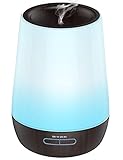 Essential Oil Diffuser, Upgraded 500ml Ultrasonic Diffusers Humidifiers, 4 Timer Settings 7 Colors Light Aromatherapy Essential Diffusers for Essential Oils for Home Office Room Yoga Spa (Dark Wood)