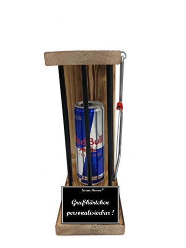 ' Personalisierbar' Die Eiserne Reserve ® Black Edition mit einer Dose Red Bull 0,473L incl. Bügelsäge zum zersägen der Stäbe