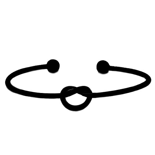 WeiVan Black Matt Love Knot Bangle Bracelet Cuff Bangles Simple Knot Open Bangles