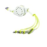 iPowertech Multi Charger, Retractable 4 in 1(3.3ft)Multi USB Charging Cable Adapter Connector with Micro USB 2.0/8 Pin Lightning/30 Pin/Mini USB Ports for iPhone, iPad, Samsung, Android