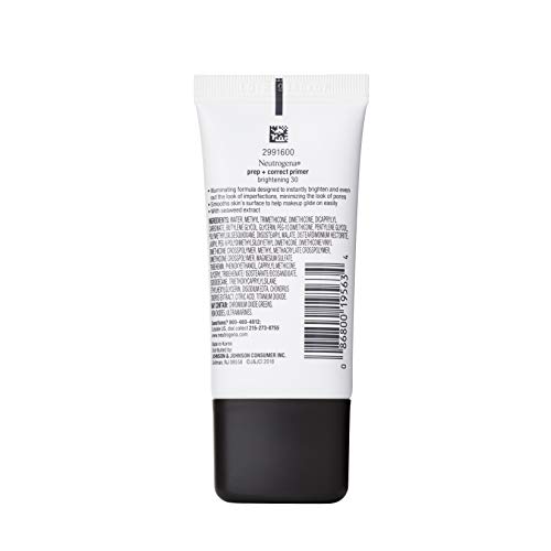 NEUTROGENA PREP + CORRECT PRIMER FOR BRIGHTENING SKIN, ILLUMINATING MAKEUP PRIMER WITH SEAWEED EXTRACT TO HELP BRIGHTEN SKIN & MINIMIZE PORES, 1.0 OZ