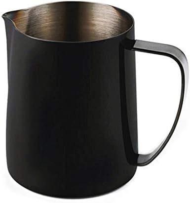 FELICIKK One Handle Custom Pull Milk Frothing Pitcher Stainless Steel Titanium Plated Colorful Pull Cup (Color : Titanium black)