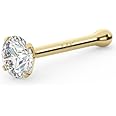 EternalDia IGI Certified 14K Gold Diamond Nose Studs for Women Men | 20 Gauge Ball Diamond Nose Rings | 1.5mm to 3 mm Nose Piercing Studs | Body Piercing Jewelry in I-J Color, I2-I3 Clarity