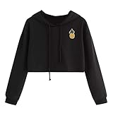 Sumen Teen Girls Short Pullover Letters Long Sleeve Hoodie Sweatshirt