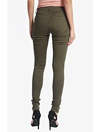 themogan dama básica de la armada verde oliva 5 bolsillo Stretch Denim Vaqueros ajustados