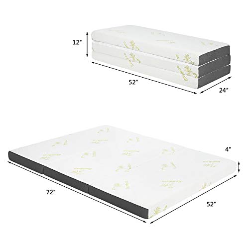 Giantex 4” Folding Mattress, Trifold Memory Foam Mattress, Foldable