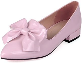 BalaMasa Ladies Metal Bowknot Pointed-Toe Pink Cow Leather Pumps-Shoes - 7.5 B(M) US