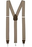 Hold'Em Suspender for Men Made in USA Y-Back Genuine Leather Crosspatch Clip on tuxedo suspenders - Tan (Regular - 46