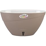 Santino Self Watering Planter CALIPSO Oval Shape L 9.4 Inch x H 5.1 Inch Shade/White Flower Pot