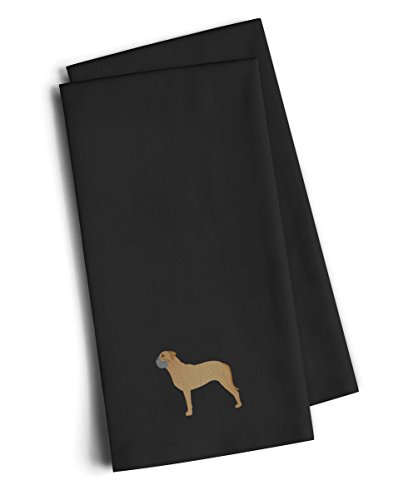 Caroline's Treasures BB3471BKTWE Black Bullmastiff Embroidered Kitchen Towel Set of 2, Fabric