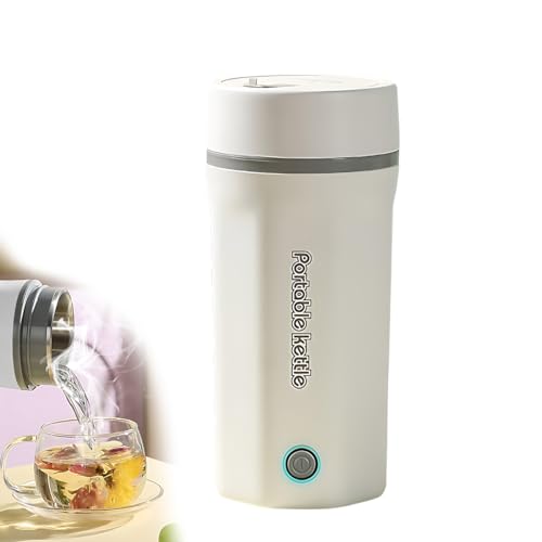 Hervidor Eléctrico de Viaje Portátil 500ML, Tetera Eléctrica de Viaje Caldera de Agua Caliente Personal Mini Taza, Hervidor de Agua Rápido Acero Inoxidable Apagado Automático para Hacer Té Café 110V