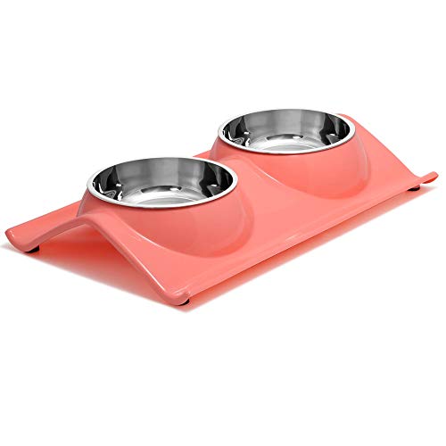 UPSKY Dog Bowls Elevated Dog Cat Bowls Double Stainless Steel Pet Bowls