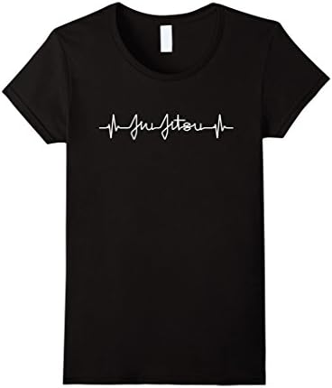 Women's Brazilian Jiu Jitsu Heartbeat T Shirt MMA BJJ Pulse EKG Tee Small Black