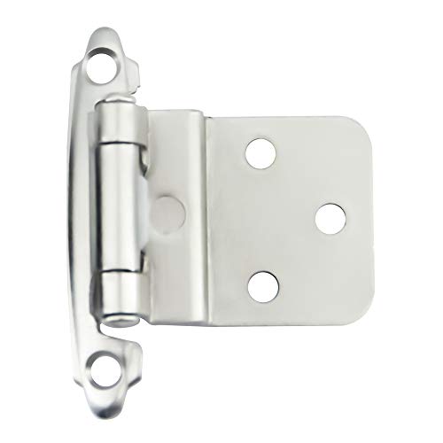 Hardware 3/8 Inch Face Mount Self Closing Satin Nickel Inset Kitchen Door Cabinet Hinges, 50 Pack(25 Pairs)
