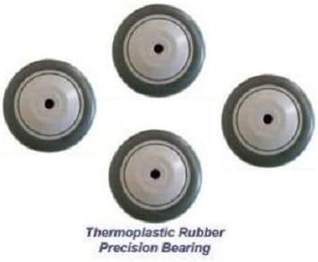 (Four Pack)Clearance Non-Marking Wheel with 4" Gray Rubber Wheel with 3/8" ID 900# Total Capacity (Overall Wheel Size 4" Diameter x 1-1/4" Wide with 3/8" ID)