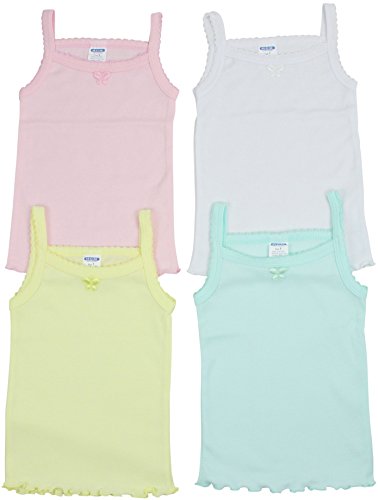 ToBeInStyle Girl's Pack of 4 Thin Strap Tank Tops - Solid Color - Size 2
