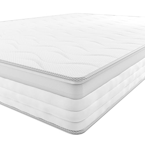 Materasso Singolo a molle insacchettate a 7 zone, Medio-rigido (H3), 1900 x 800 x 200 cm , Bianco