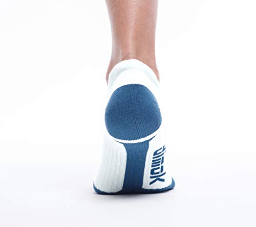 dimok Athletic Running Socks - No Show Wicking Blister Resistant Long Distance Sport Socks for Men and Women (White, Medium)