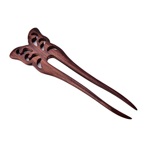 1 Pcs Handmade Carved Wood 2-Prong Hair Fork Vintage Style Butterfly Hair Stick by Team-Management - Thumbnail 7