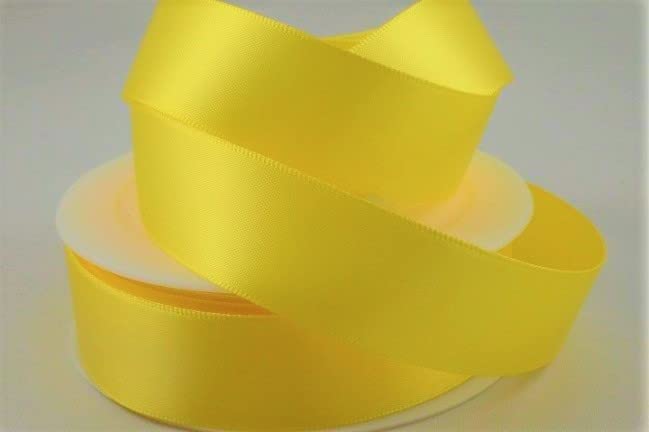Oakwood Archer Double Faced Satin Ribbon, Yellow, 15mm x 25m