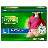 Depend FIT-FLEX Max Absorbency Underwear for Women, L, Tan, 84 ct Package may vary