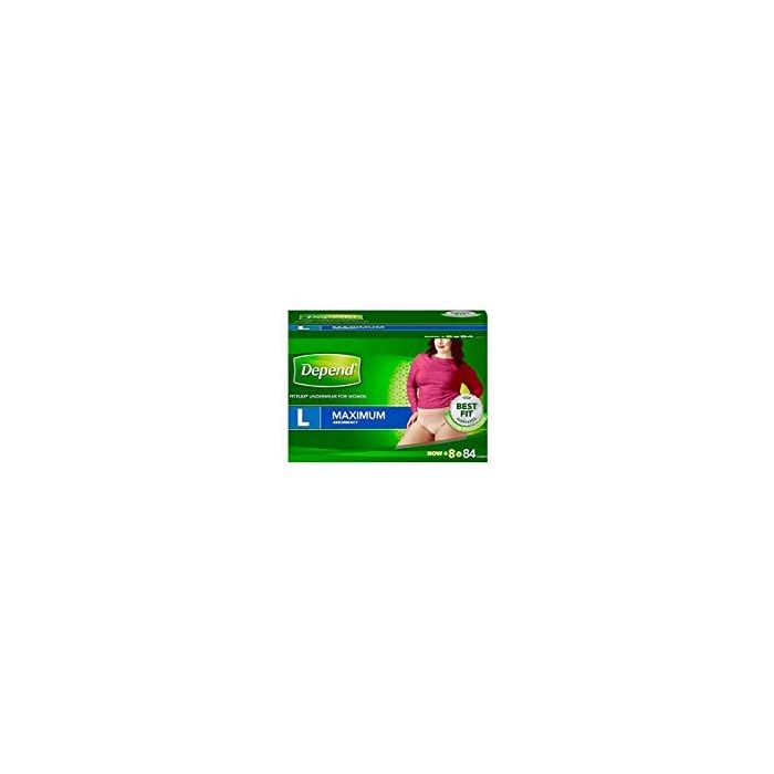 Depend FIT-FLEX Max Absorbency Underwear for Women, L, Tan, 84 ct Package may vary