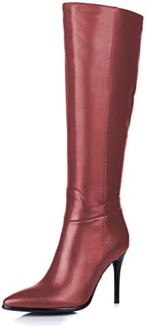 Amarantos Women Fashion Pointy Toe with Stiletto Heel Knee High Dress Boots