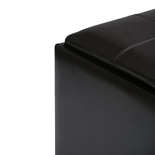 Simpli Home AY-F-07-RRD Avalon 35 inch Wide Contemporary Square Coffee Table Storage Ottoman in Radicchio Red Faux Leather
