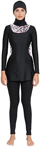 Women Burkini Modest Swimsuits Ladies Muslim Swimwear Long Sleeves Bathers M
