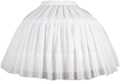 PPMM Women's Adjustable Chiffon 1950s Vintage Petticoats for Lolita Dresses (white)