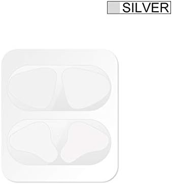HKEPS Dust Guard for AirPods, Shiny Metallic Protective Dust Guard Cover Easy to Install for Apple Airpods Charging Case Cleaning Kit (Silver)