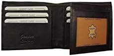Improving Lifestyles Leather Mens Wallet Bifold Trifold Black Fixed Flip Out Dual Window ID FREE Organza Gift Bag SUN1104BK