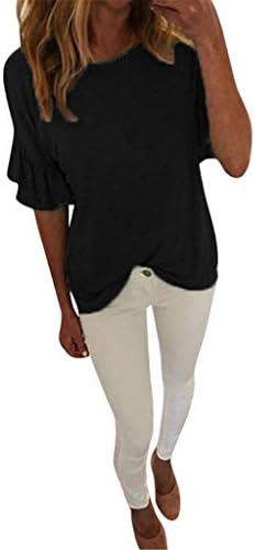 Keliay Womens Tops for Summer,Women Casual O Neck Summer Ruffle Short Sleeve Tops Blouse T Shirt