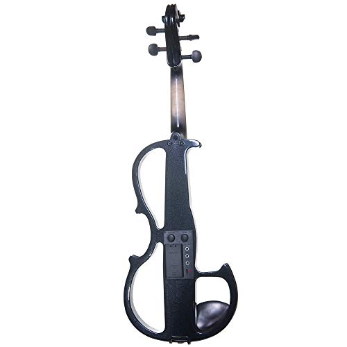 Cecilio Silent Electric Solid Wood Violin Kit with Ebony Fittings, Full Size 4/4 Electric Violin for Beginner and Professional Musicians, Black Metallic