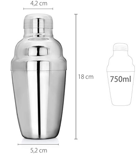 Granny's Kitchen Cocktail Shaker Edelstahl 750 ml mit Sieb - Barkeeper Mixer Groß Cocktailshaker professioneller… – Bild 5